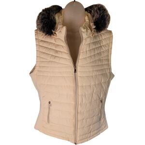 Greenlander Puffer Vest White Fur Hood NWOT Sz L